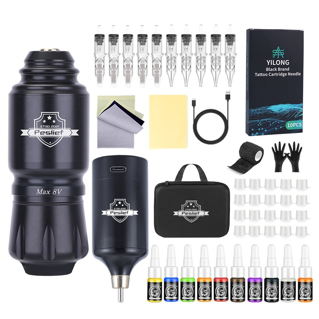 Wireless Tattoo Starter Kit – Pen Machine with Power Supply & Cartridges