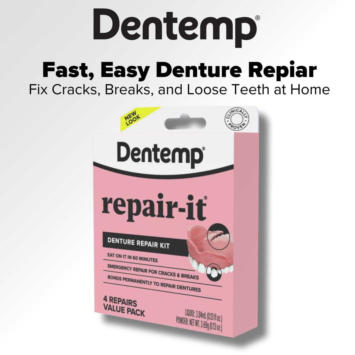 Denture Repair Kit - Fix Cracks and Loose Teeth | 4 Count