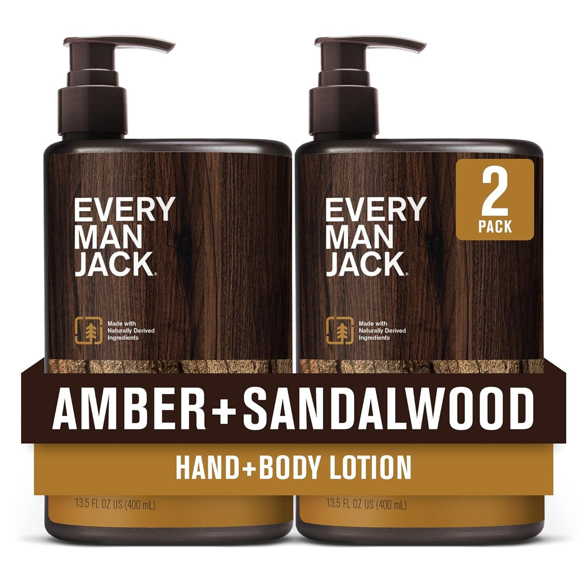 Men's Amber Sandalwood Hand & Body Lotion - Hypoallergenic, Fast Absorbing