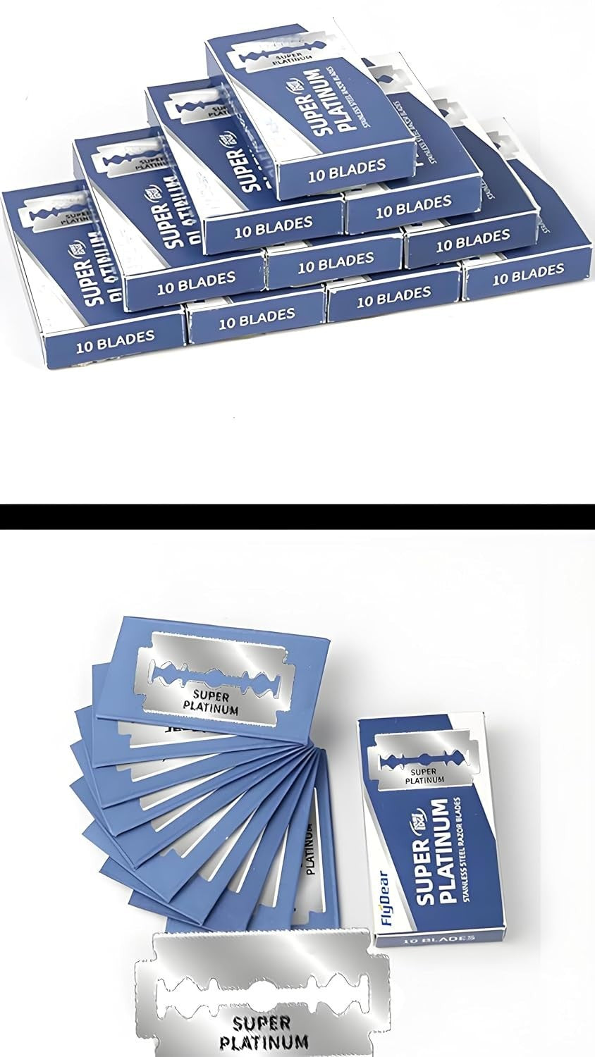 100 Count Double Edge Razor Blades for Men Safety Shaving Platinum Steel White