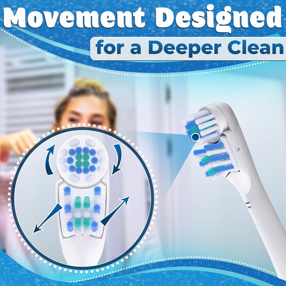 4 Pack Electric Toothbrush Replacement Heads for Oral-B CrossAction Models