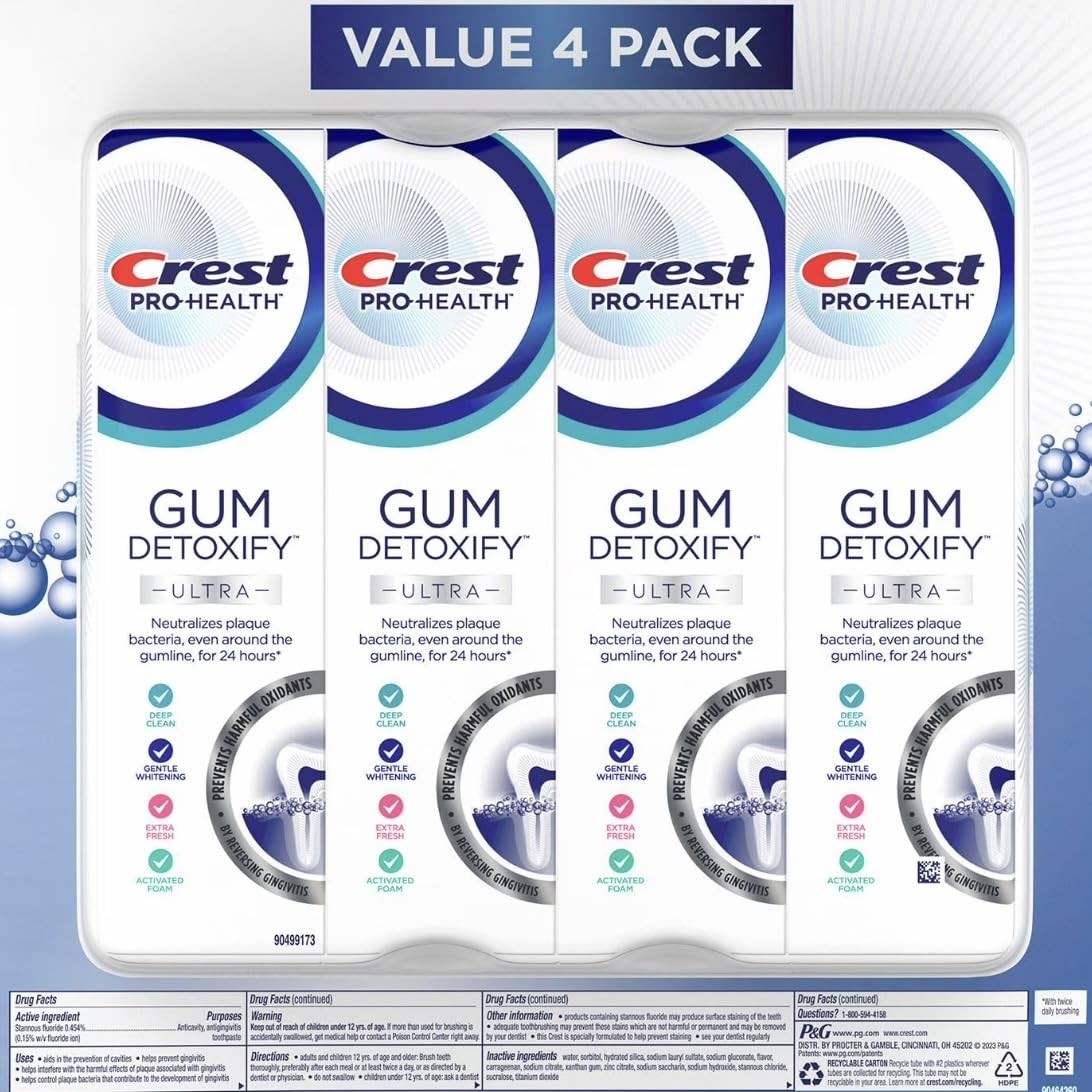 Gum Detoxify Ultra Toothpaste 4.7 oz - 4 Pack for Gum Health and Fresh Breath
