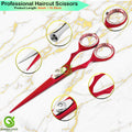 6-Inch Professional Red Hair Cutting Scissors Salon Shears Sharp Razor