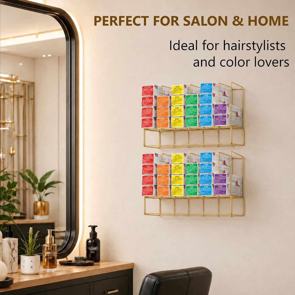 Wall Mounted Hair Color Storage Racks - Metal Organizers for Salon & Home
