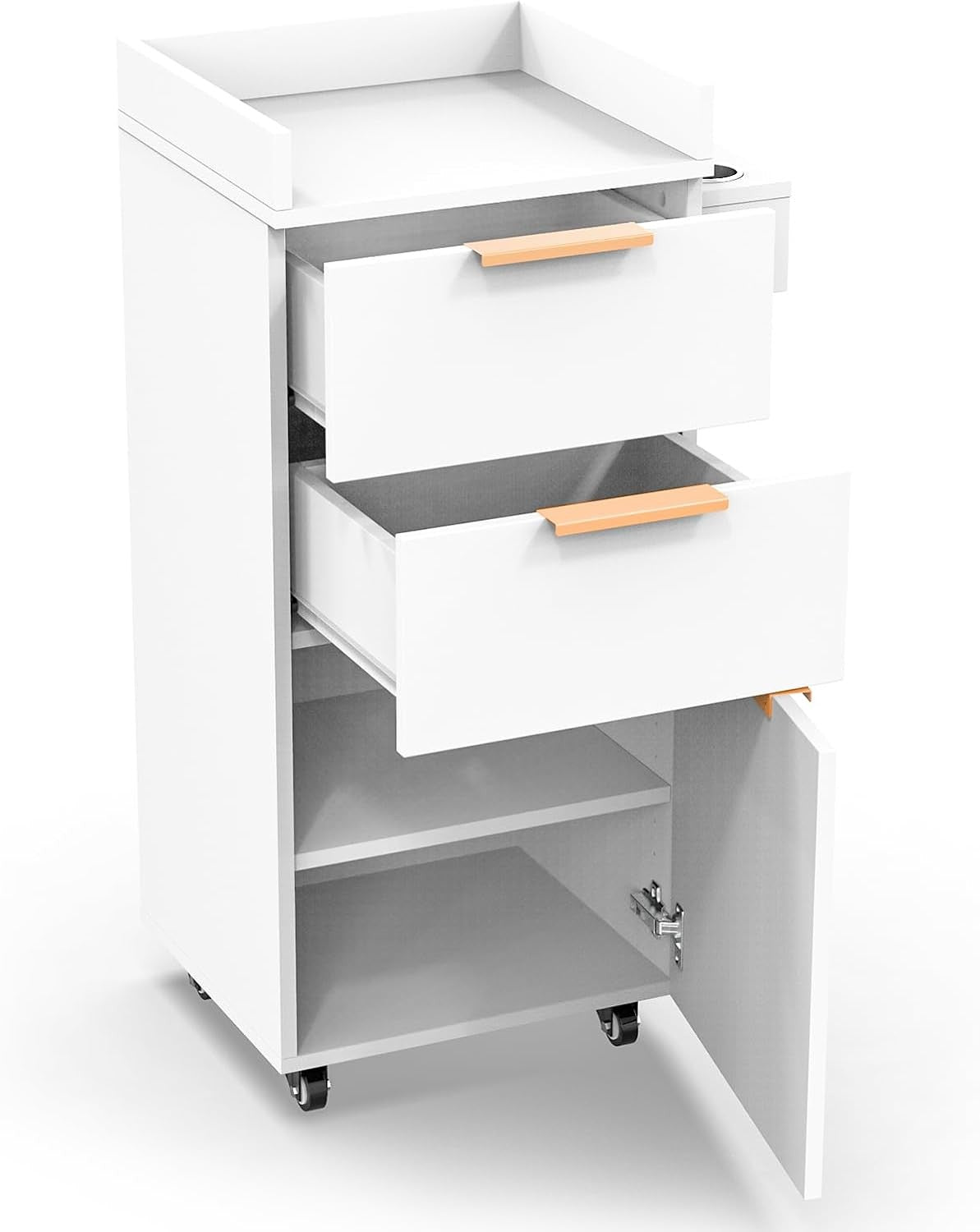 Salon Trolley Storage Cart with Wheels - Portable White Organizer for Hair & Beauty Tools