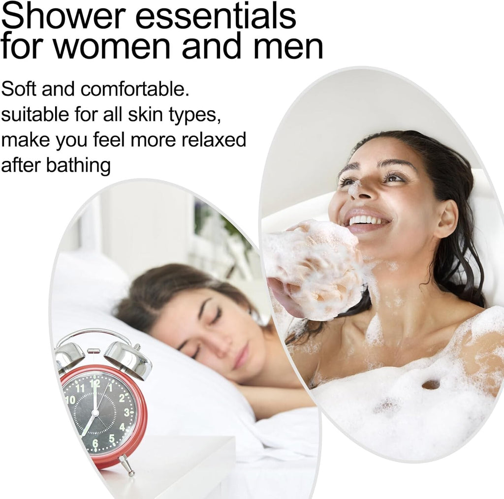 Exfoliating Shower Poufs 4-Pack Mesh Body Scrubbers for Gentle Skin Cleaning