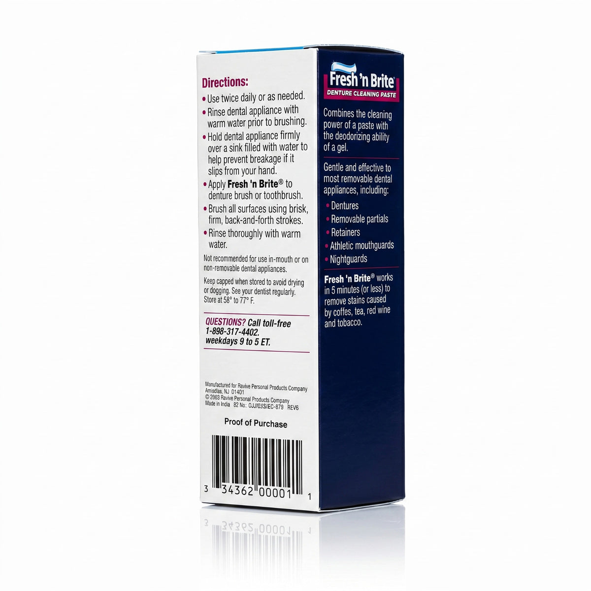 Denture Cleaning Paste Pack of 3 - Fast Stain Removal & Mint Freshness