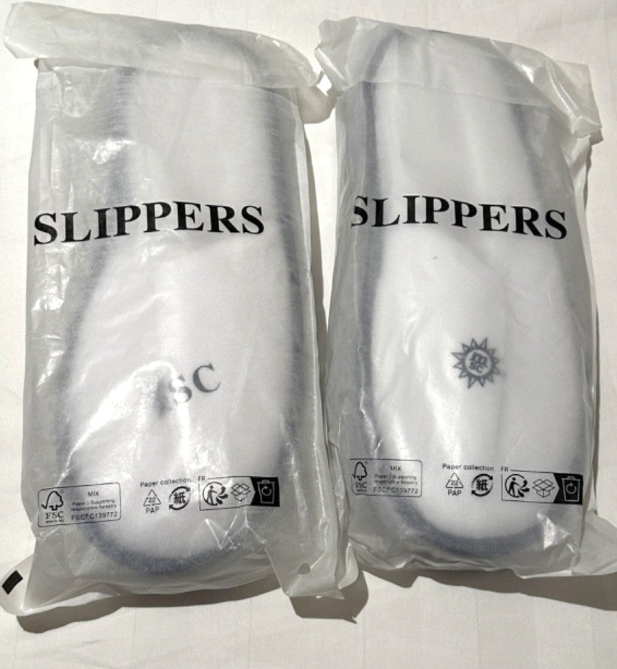 2 Pairs White Guest Spa Closed Toe Slippers Cloth House Shoes - MSC Cruise Lines
