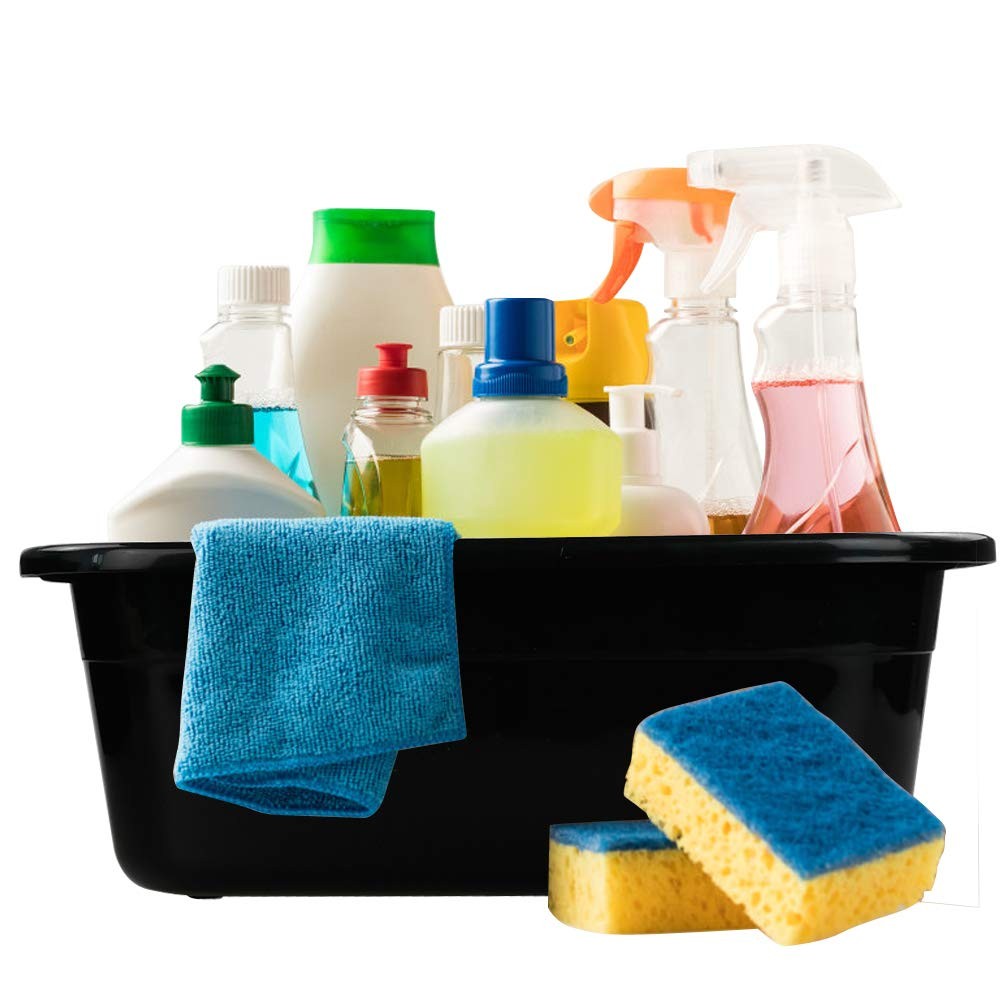 16 Quart Plastic Wash Basin - Black Rectangular Dish Pan for Laundry & Cleaning
