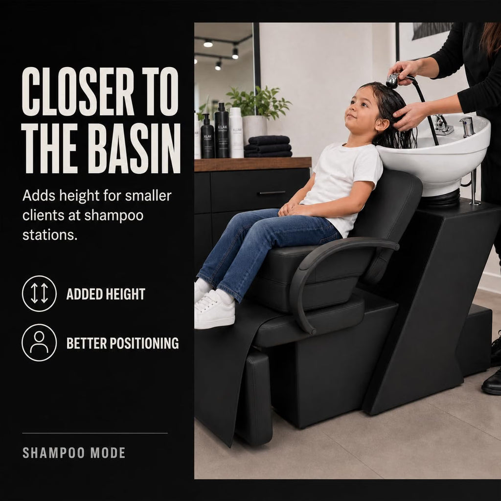 Kids Salon Booster Seat Cushion for Haircut & Shampoo - Detachable, Black