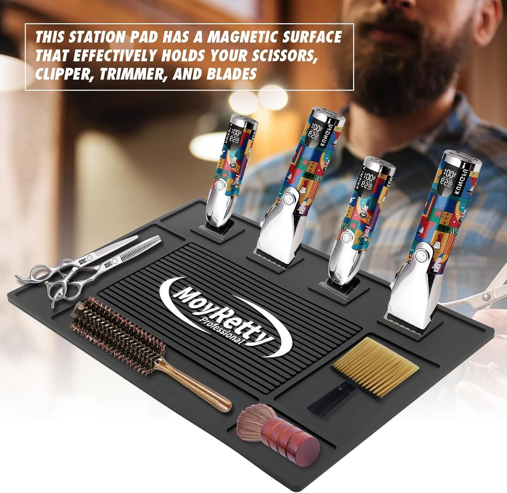 Magnetic Salon Storage Mat for Barber Tools and Scissors - Non Slip Organizer