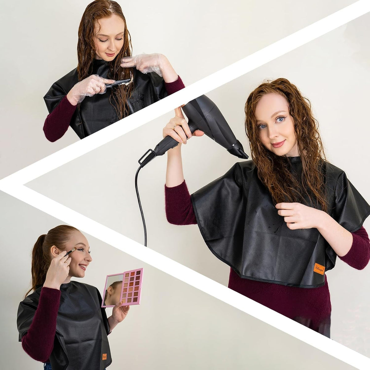 Waterproof Hair Dye Cape for Salon & Hairdressing, Adjustable Neck Cover