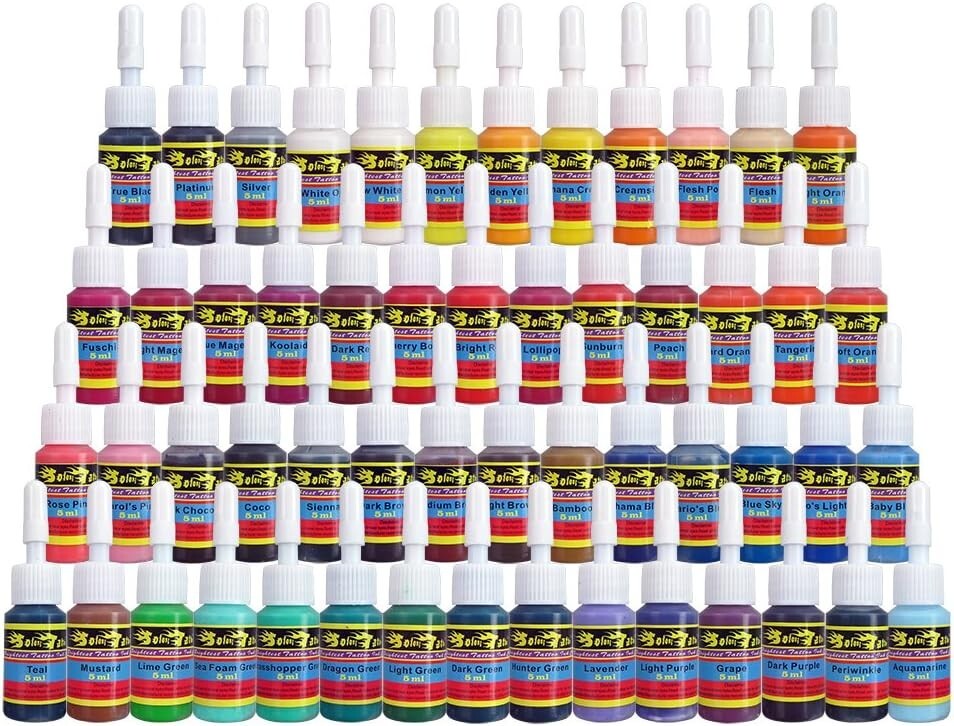 Tattoo Ink Set 54 Colored Pigment Palette - 5ml bottles Professional Supplies