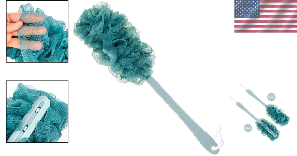 Long Handle Bath Scrubber with Soft Nylon Loofah for Full Body Cleaning