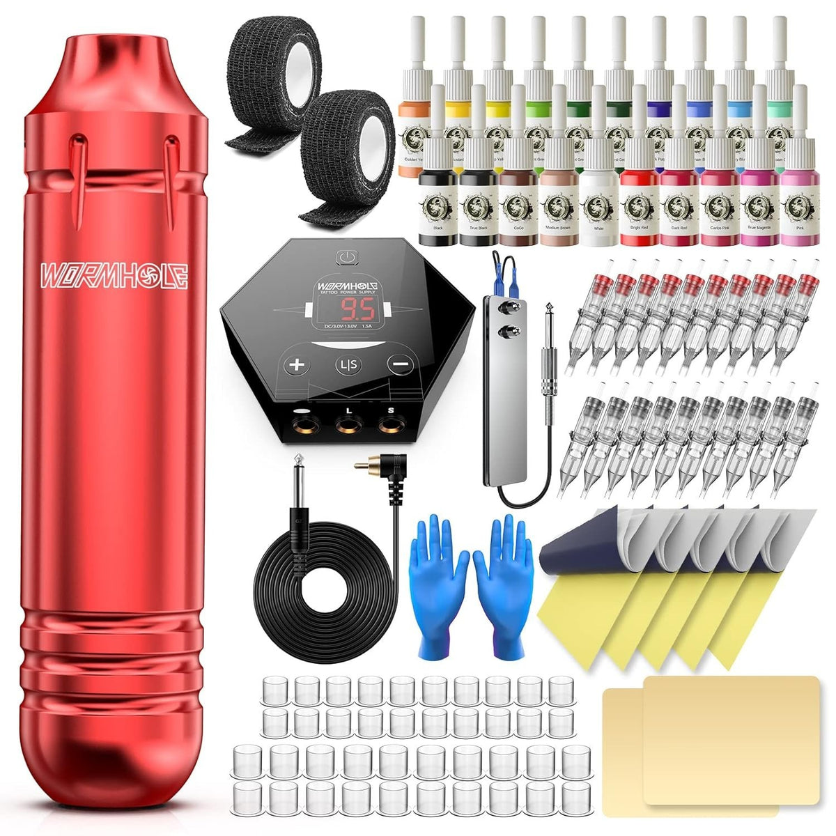 Beginners Tattoo Gun Kit for Outlining & Shading - Red