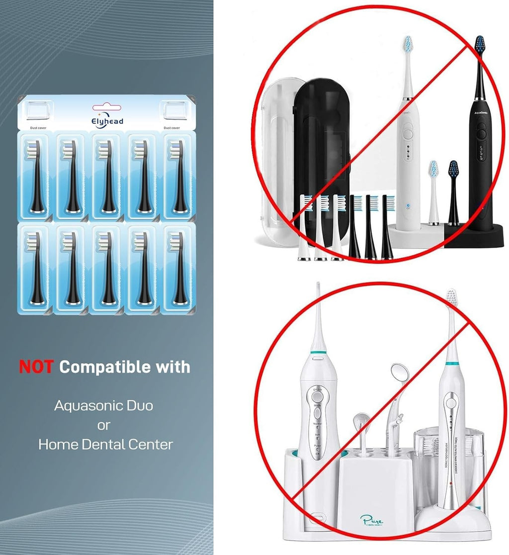 Electric Toothbrush Replacement Heads 10-Pack for AquaSonic Series - Medium Bristles