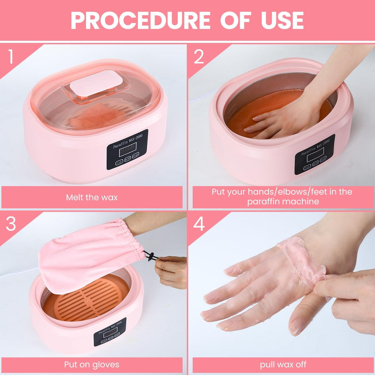 Paraffin Wax Machine for Hands and Feet - 3500ml Spa Hot Wax Kit with 6 Wax Packs