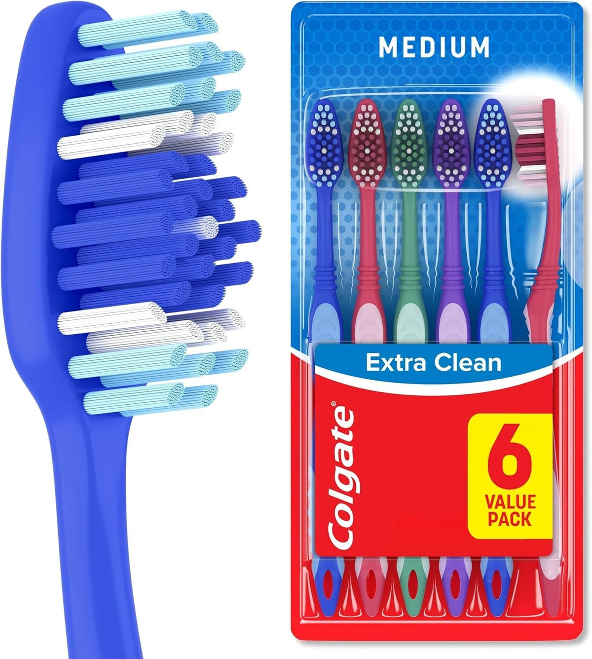 Medium Bristle Toothbrushes - Pack of 6 for Superior Oral Hygiene
