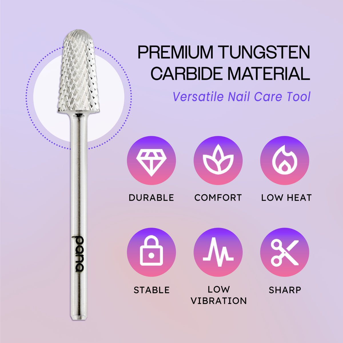 Silver Carbide Nail Drill Bit for Cuticle and Nail Surface Prep - Fine Grit