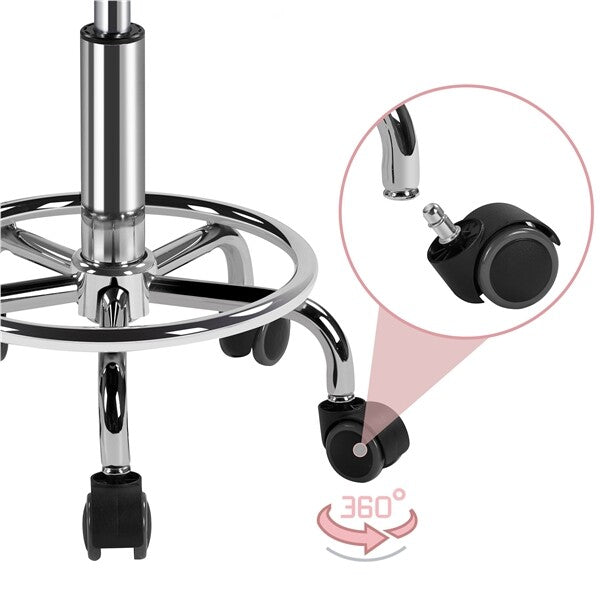 Adjustable Salon Spa Stool with Swivel Castors and Footrest