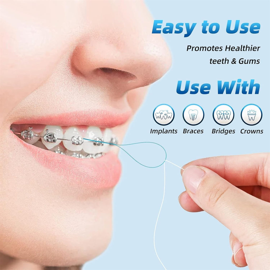 Dental Floss Threaders for Braces Bridges Implants - 200 Count Pack