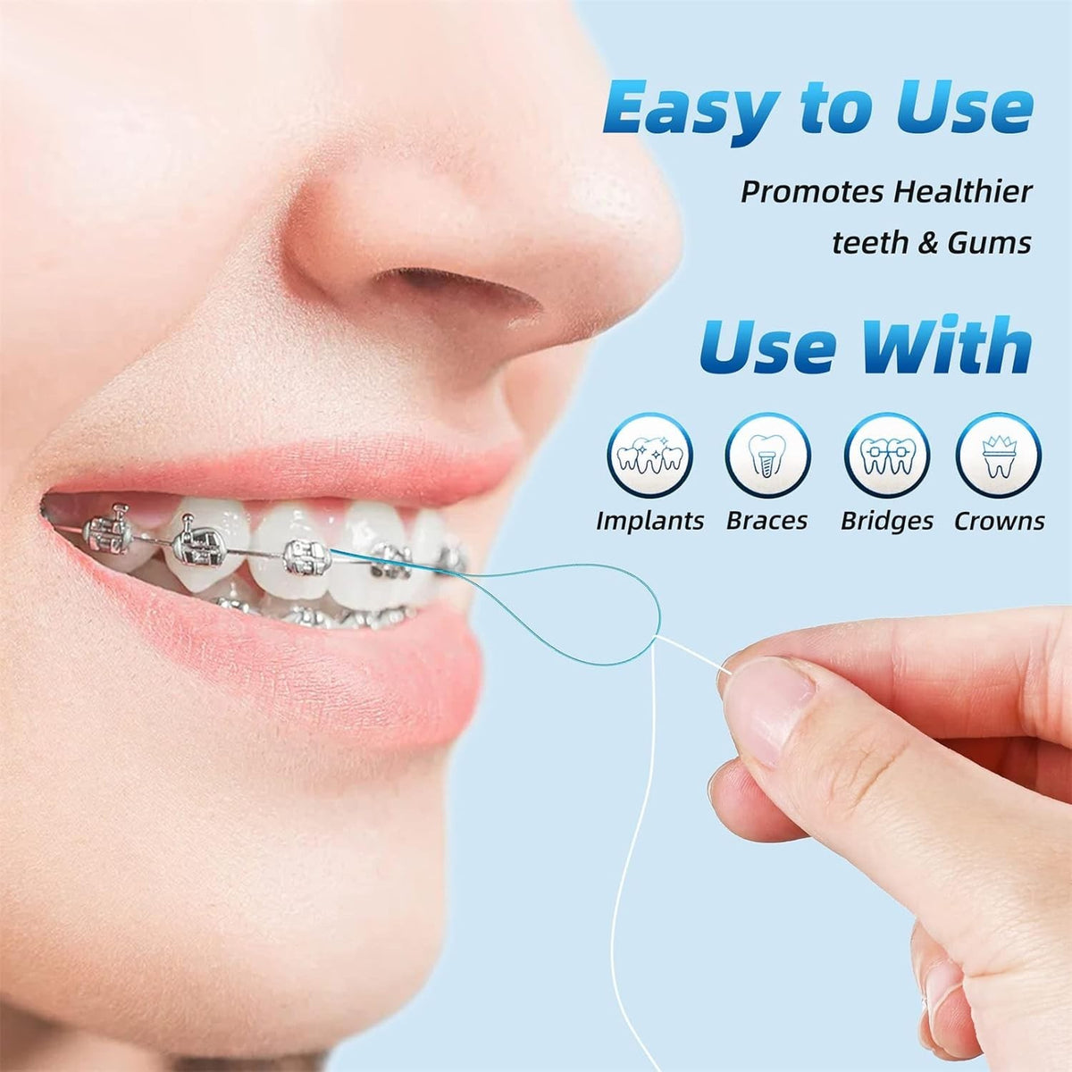 Dental Floss Threaders for Braces Bridges Implants - 200 Count Pack