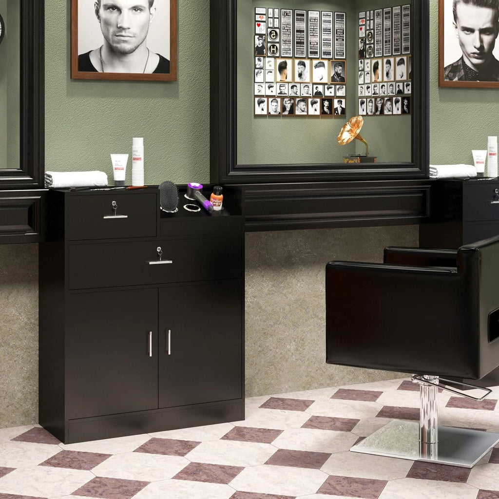 Lockable Salon Storage Cabinet with Large Drawers for Hair Stylist Equipment