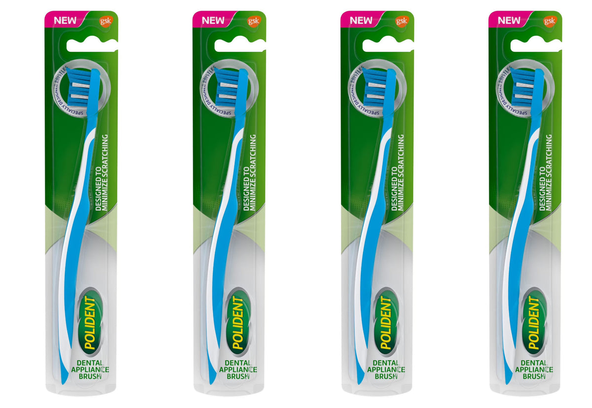 Soft Denture Cleaning Brushes 4 Pack - Oral Appliance Care Kit