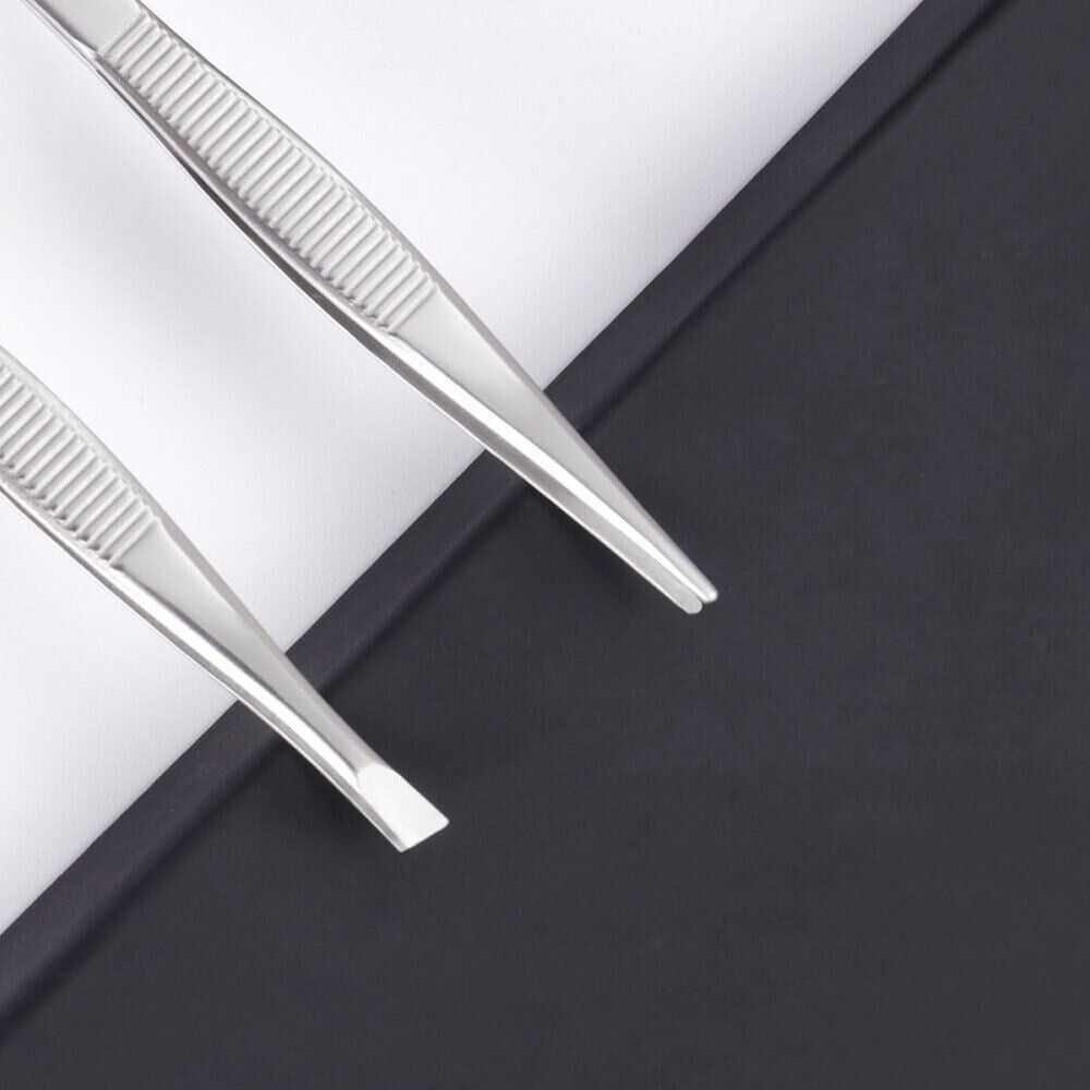 3-Piece Stainless Steel Eyebrow Tweezer Set - Precision Slant, Flat & Pointed Tips