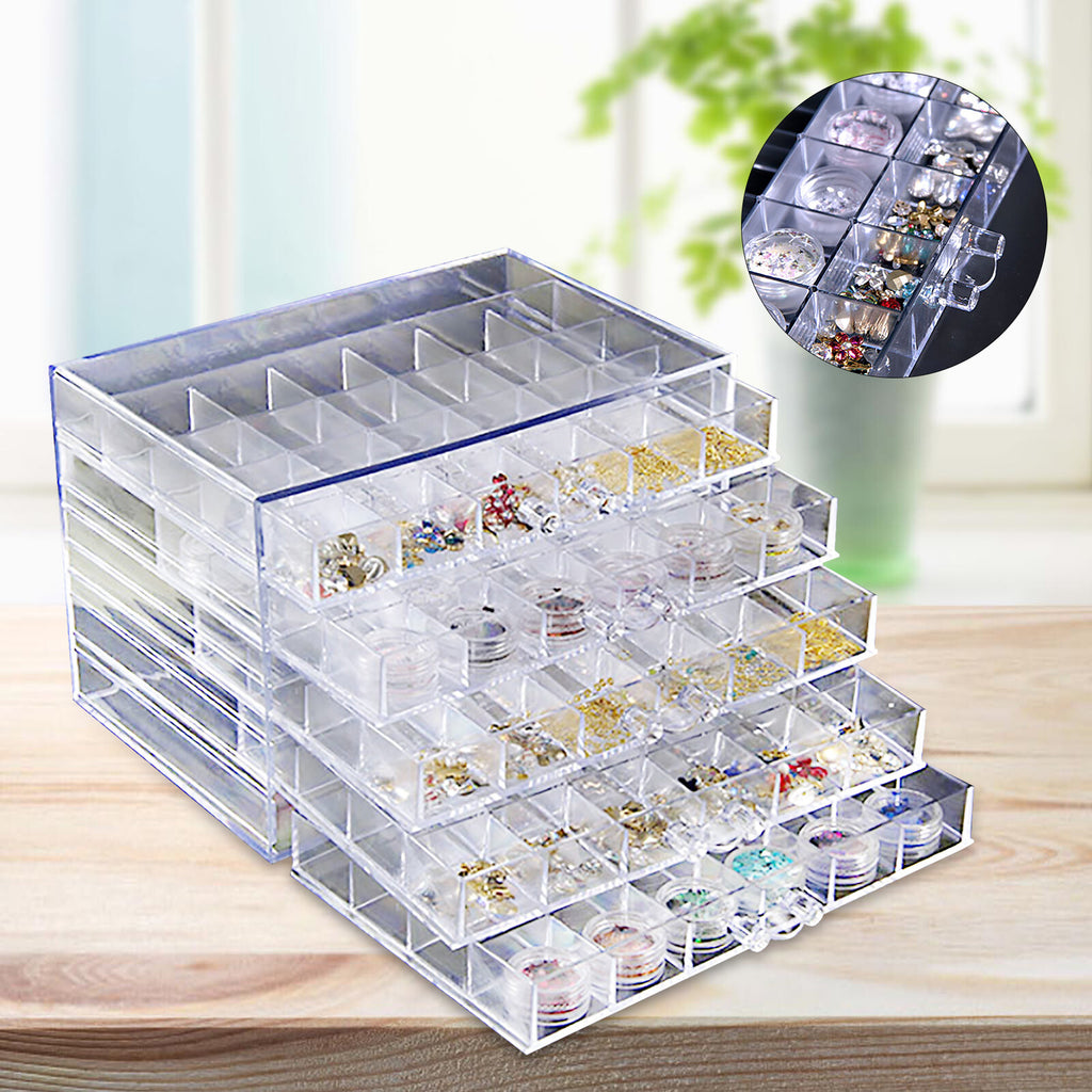 Acrylic Earring Storage Box Organizer with 5 Drawers - Jewelry Holder