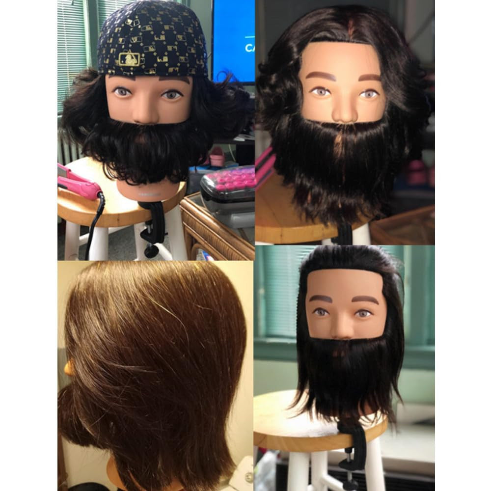 Male Mannequin Head with Human Hair for Hairdressing & Styling Practice