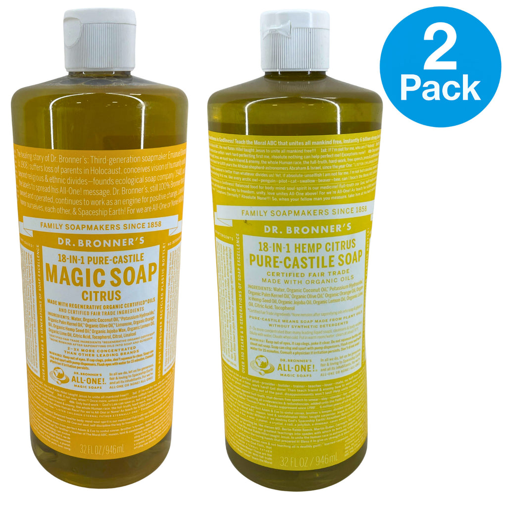 Dr. Bronner's 18-in-1 Pure Castile Citrus Soap 2 Pack, 32 fl oz