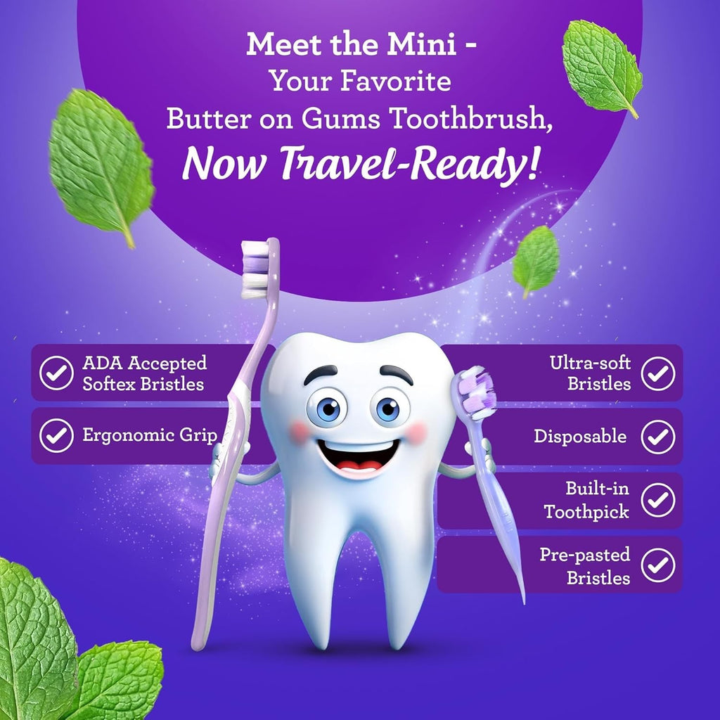 Disposable Travel Toothbrush with Softex Bristles & Built-In Toothpick