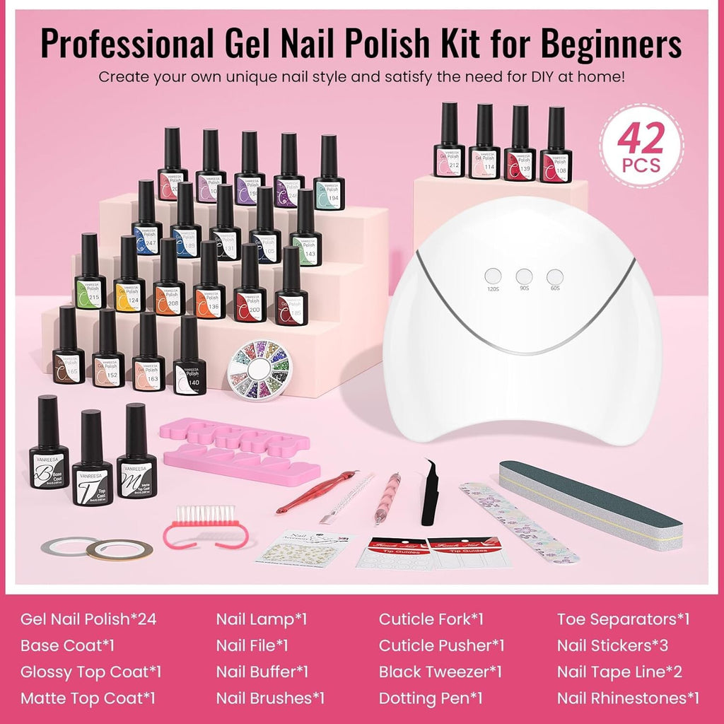 Gel Nail Polish Kit with UV Lamp Light Professional Manicure Set