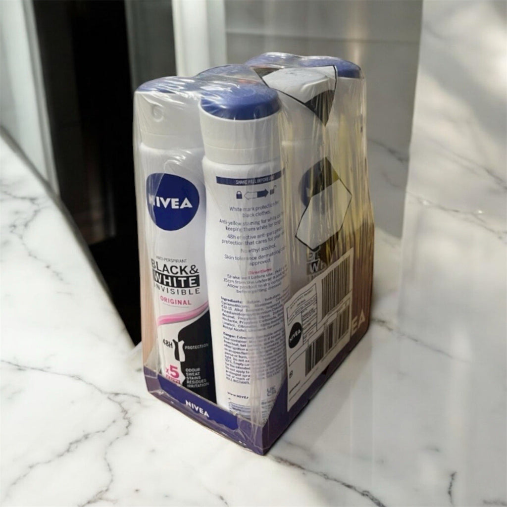 Nivea Black & White Invisible 48H Protection Spray - 250ml, 6 Pack
