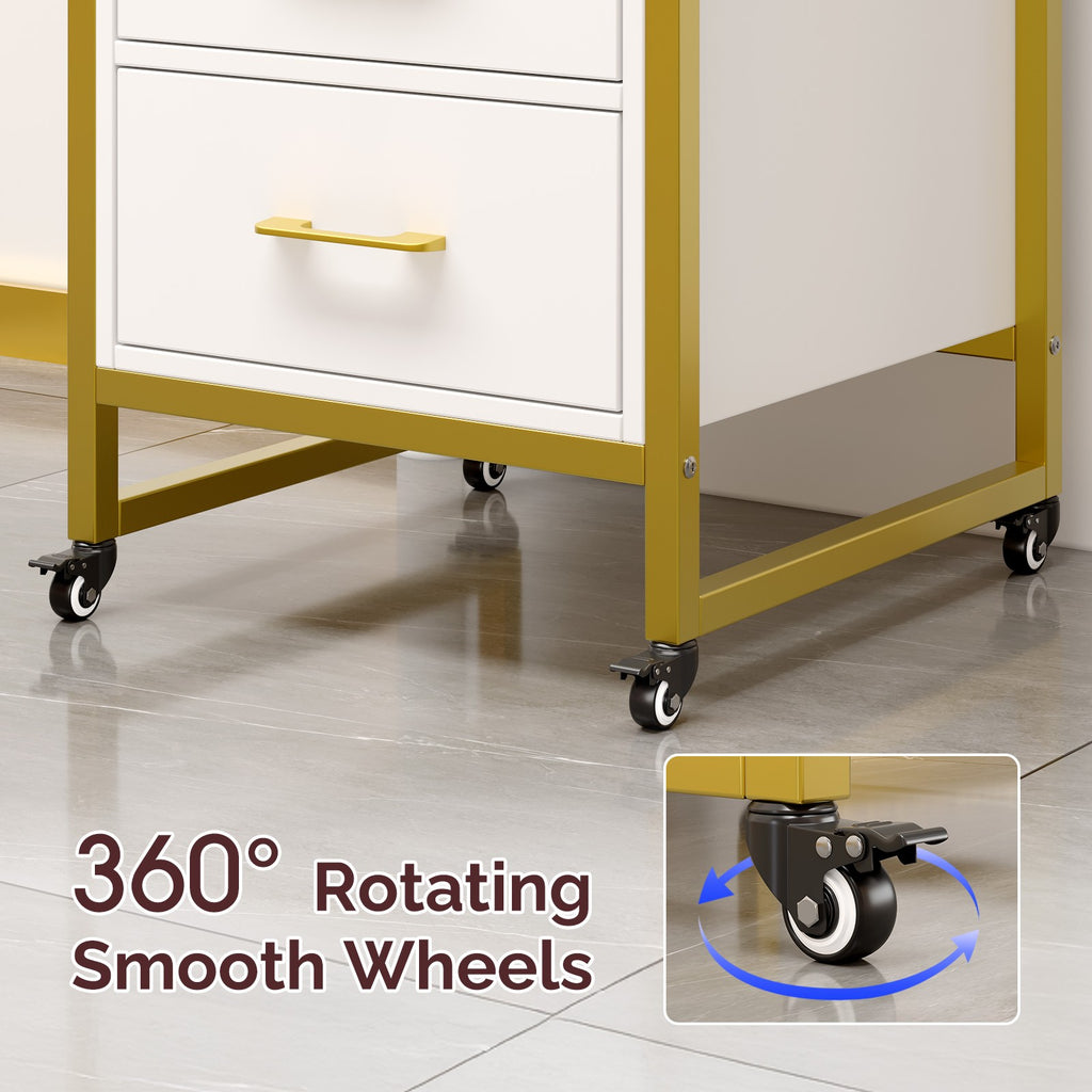 Mobile Salon Trolley Cart with 3 Drawers & Shelves for Beauty & Spa