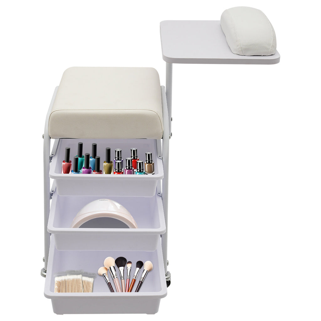 Portable 3-Drawer Beauty Salon Nail & Foot Spa Trolley Cart with Wheels