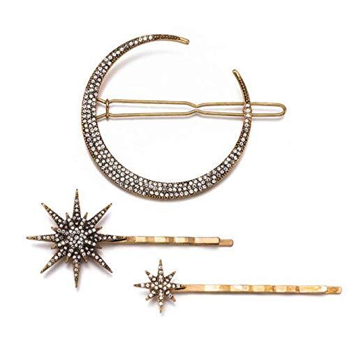Moon & Star Crystal Hair Clips Set Women Girl Hair Accessories Jewelry
