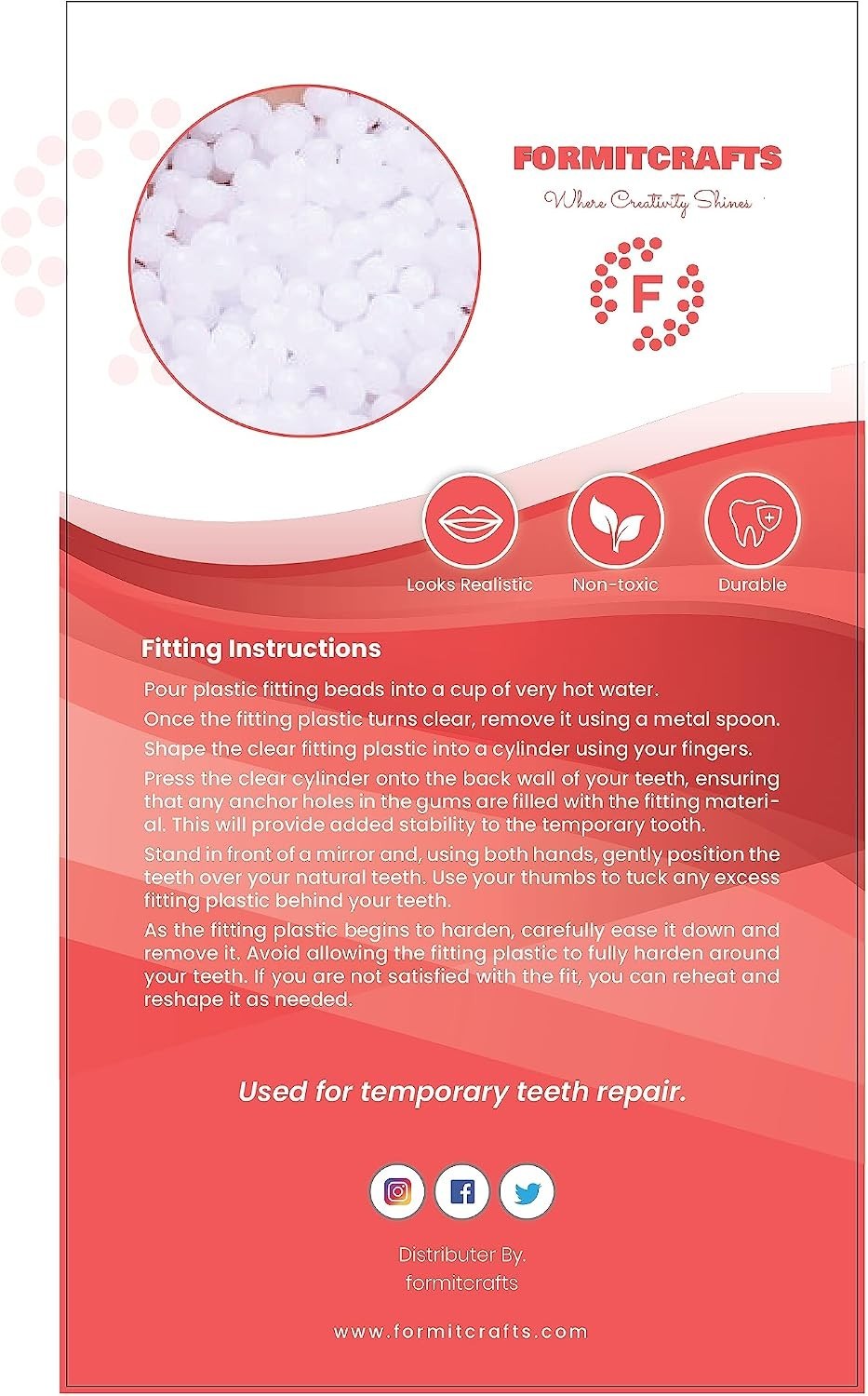Thermoplastic Beads for DIY Tooth Repair - Invisible Dental Filling Kit