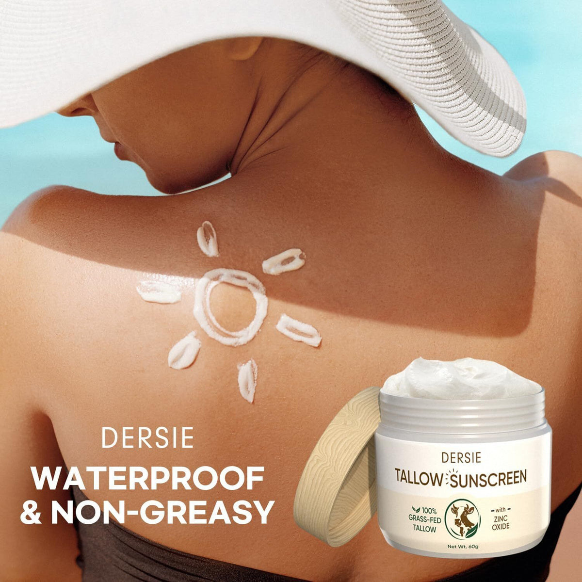 Natural Beef Tallow Sunscreen with Zinc Oxide - Skin Protection Balm