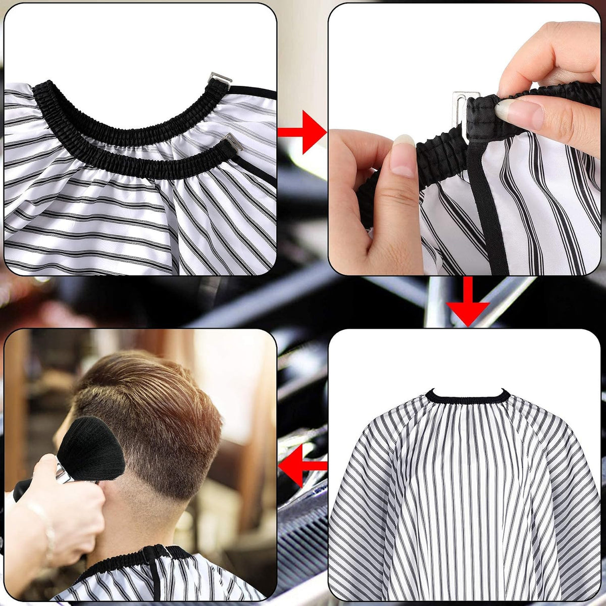 Professional Hair Cutting Cape with Neck Duster Brush - Waterproof & Adjustable