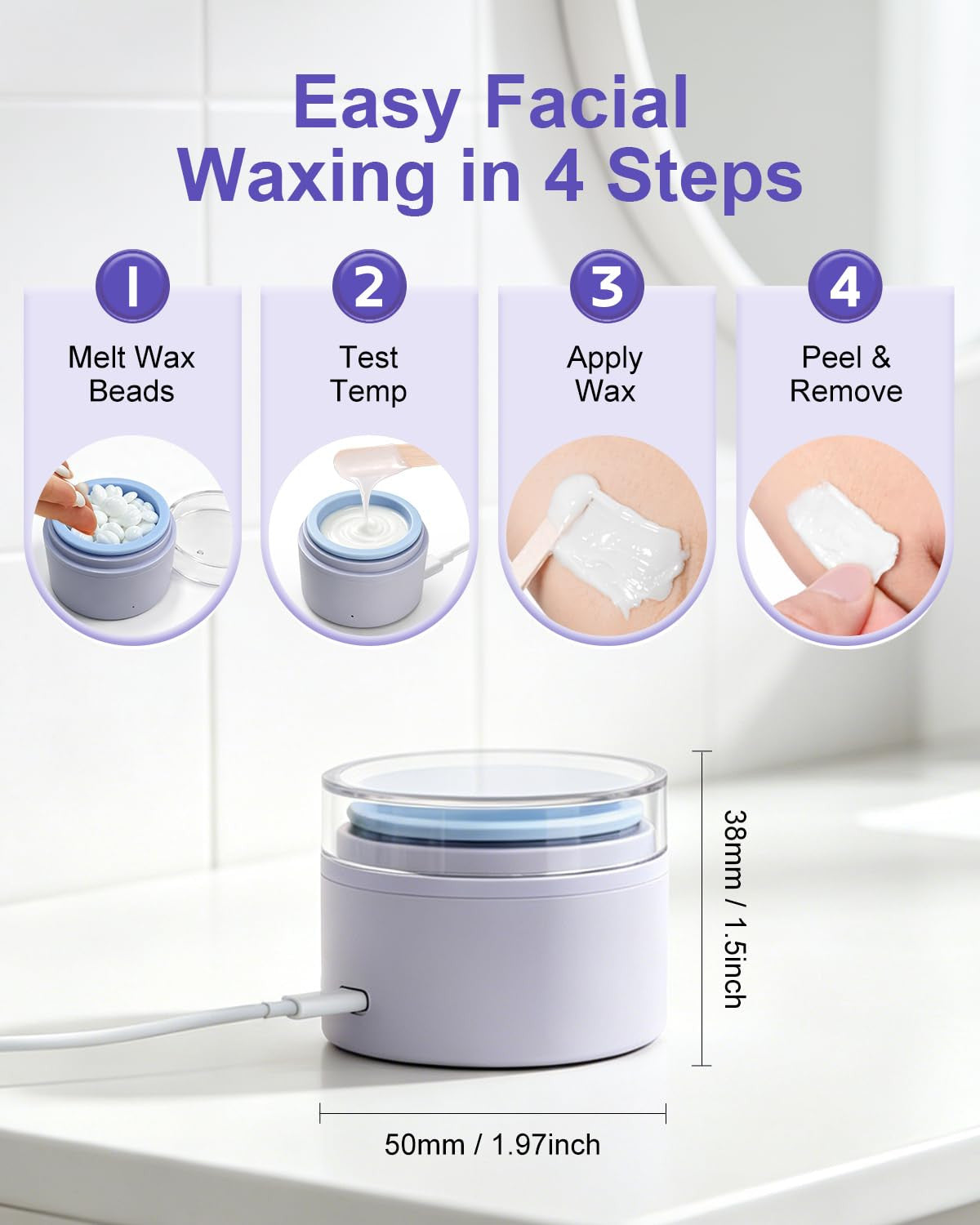 Women’s Face & Eyebrow Waxing Kit with USB Mini Wax Pot - Hair Removal Set