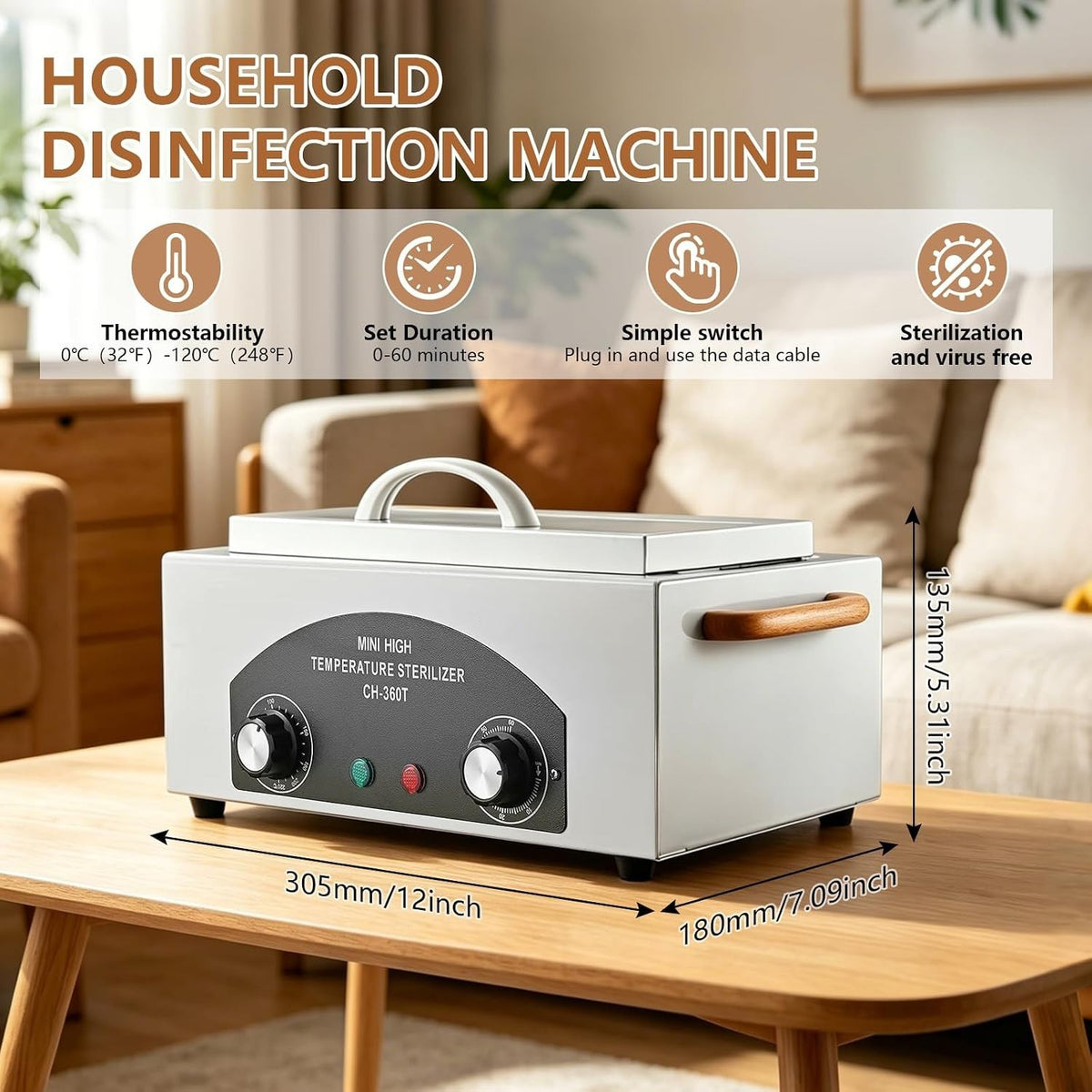 1.5L Dry Heat Sterilizer with Overheat Protection for Salon Tools
