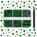 Emerald Green Resin Rhinestones for Crafts - Flatback Gems, 2-6mm, Pack of 5 Sizes