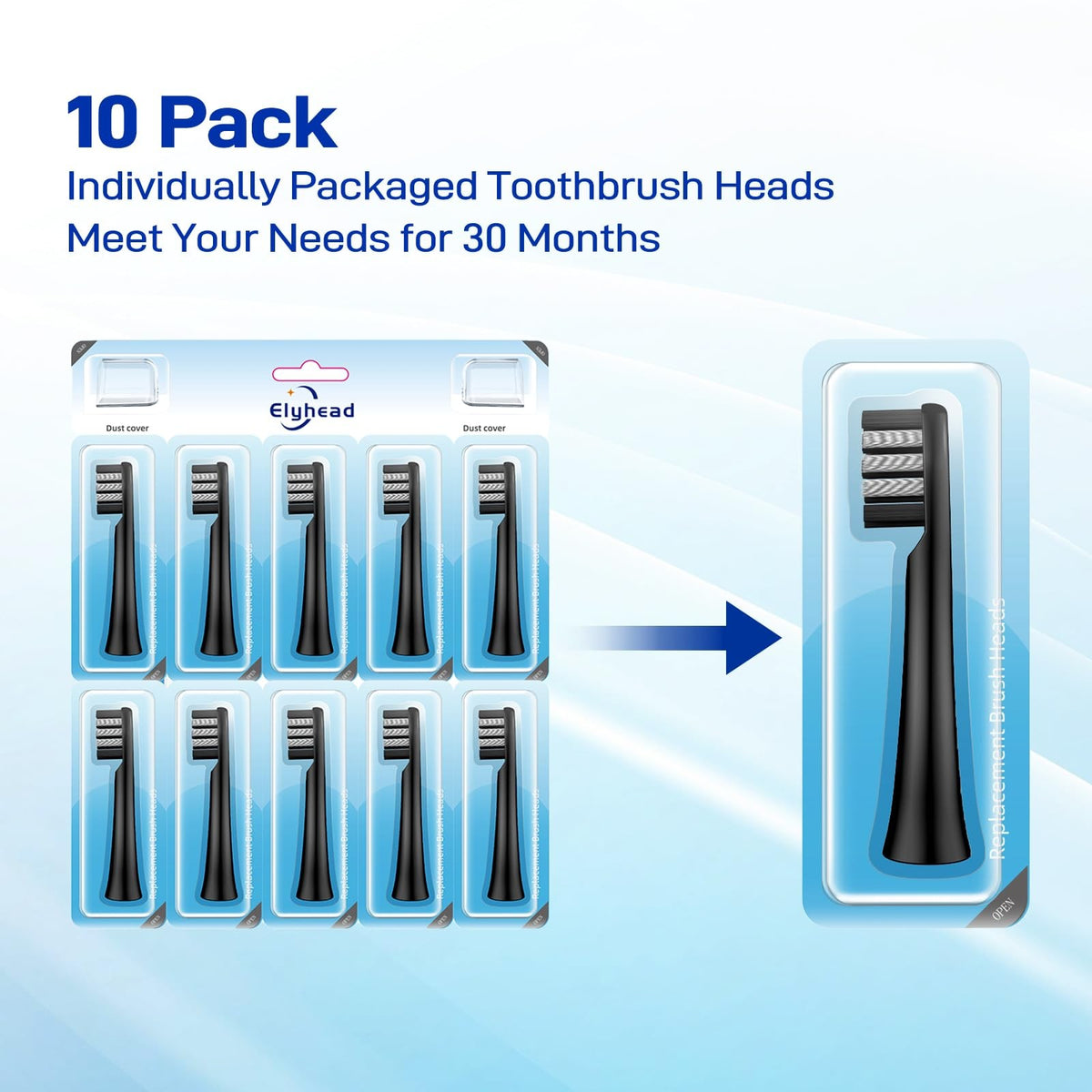 Replacement Toothbrush Heads for Colgate 360 Power Charcoal – Soft Bristles, Standard Size, 10 Pack