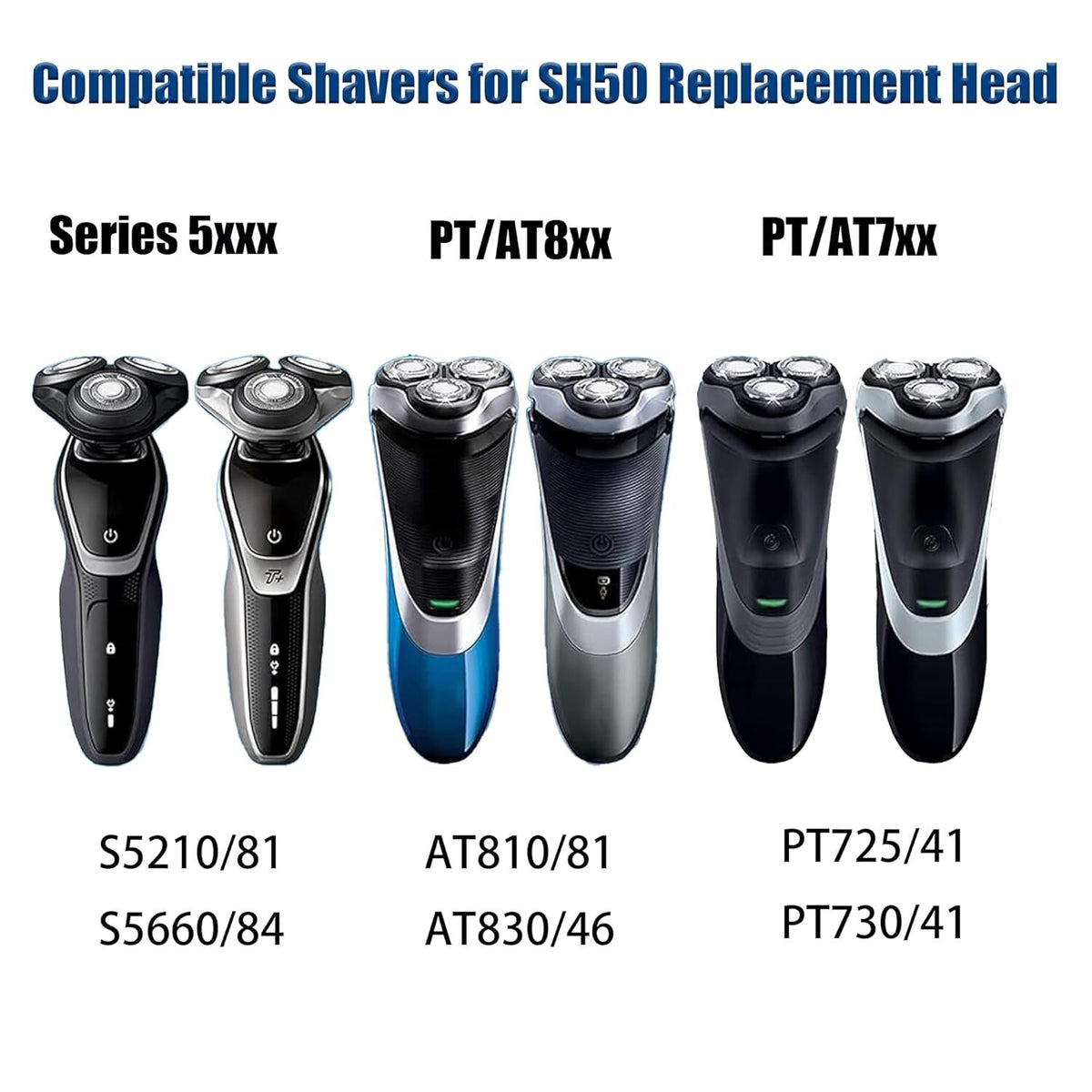 Replacement Heads for Philips Norelco Series 5000 Shavers SH50 3/6 Pack