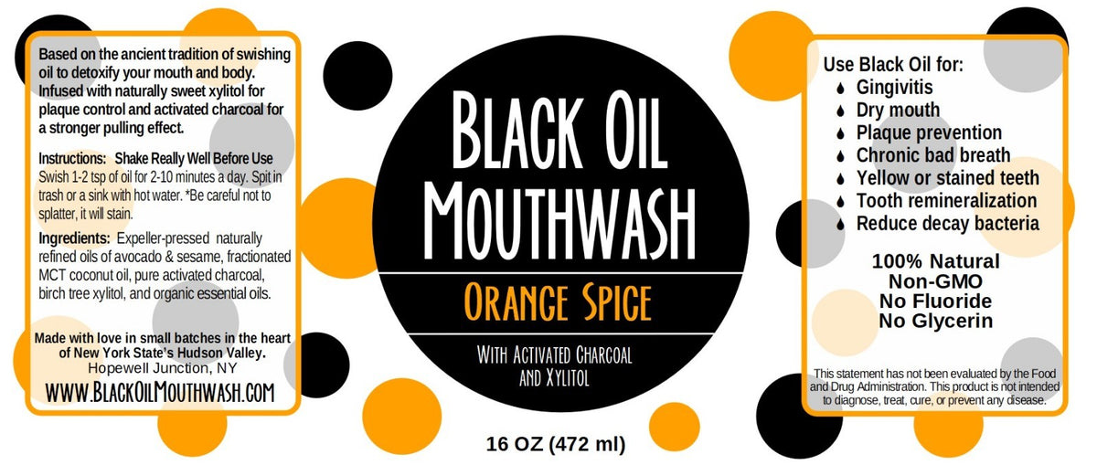 Black Oil Mouthwash with Charcoal & Xylitol - Natural Oil Pulling & Oral Care, 16 oz