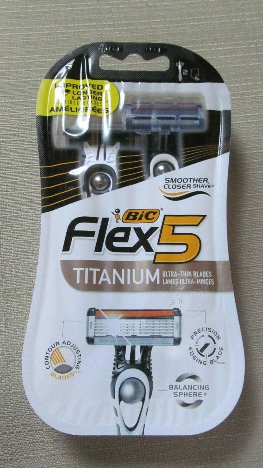 BIC Flex 5 Titanium Disposable Razor - Ultra Thin Blades, 2 Pack