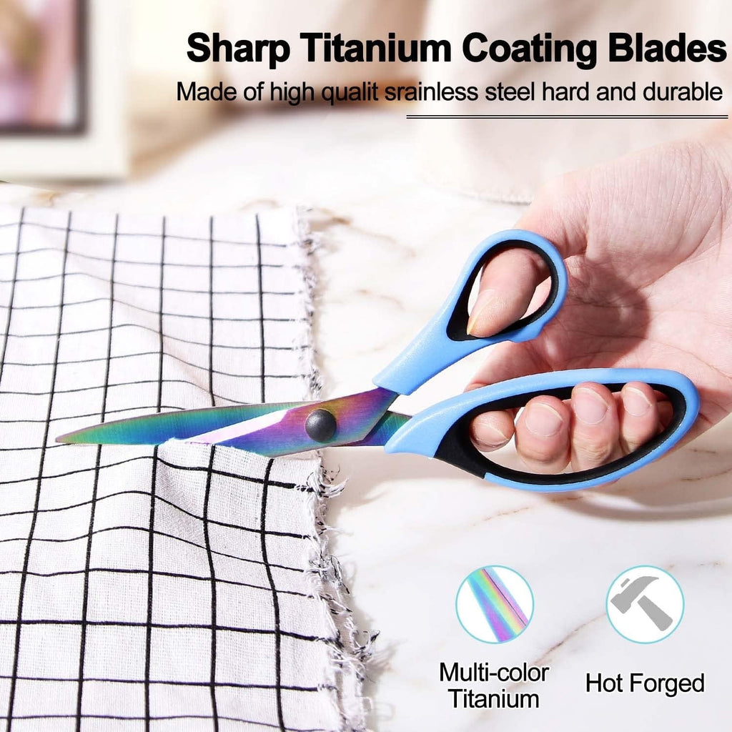 All Purpose Scissors 3 Pack - Ultra Sharp Titanium Blades, Comfort Grip