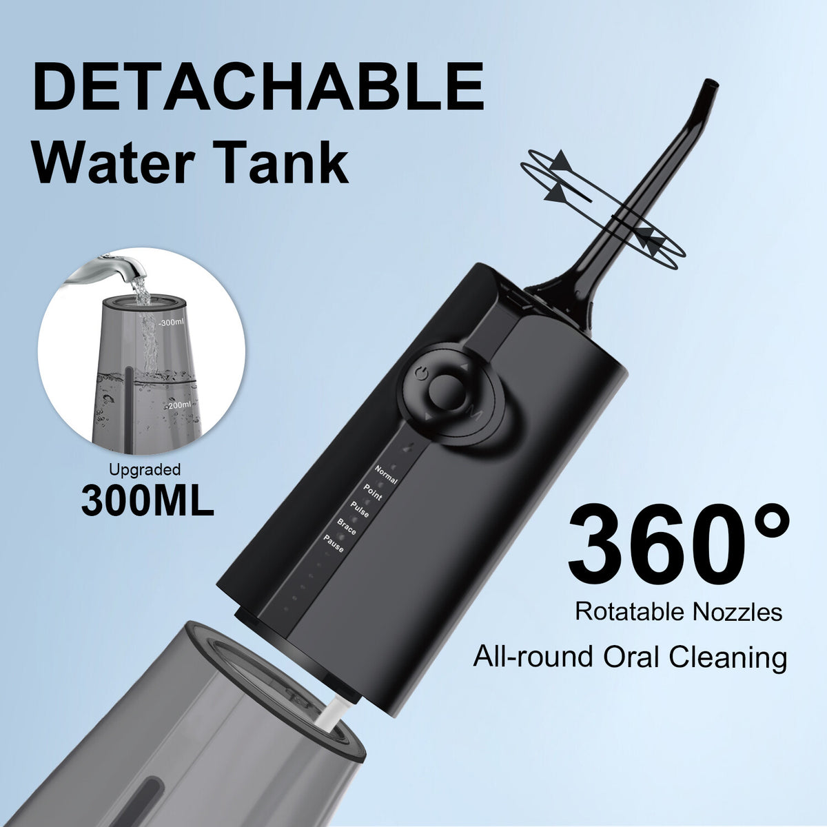 Cordless Water Flosser for Teeth Cleaning with 8 Tips & 5 Modes